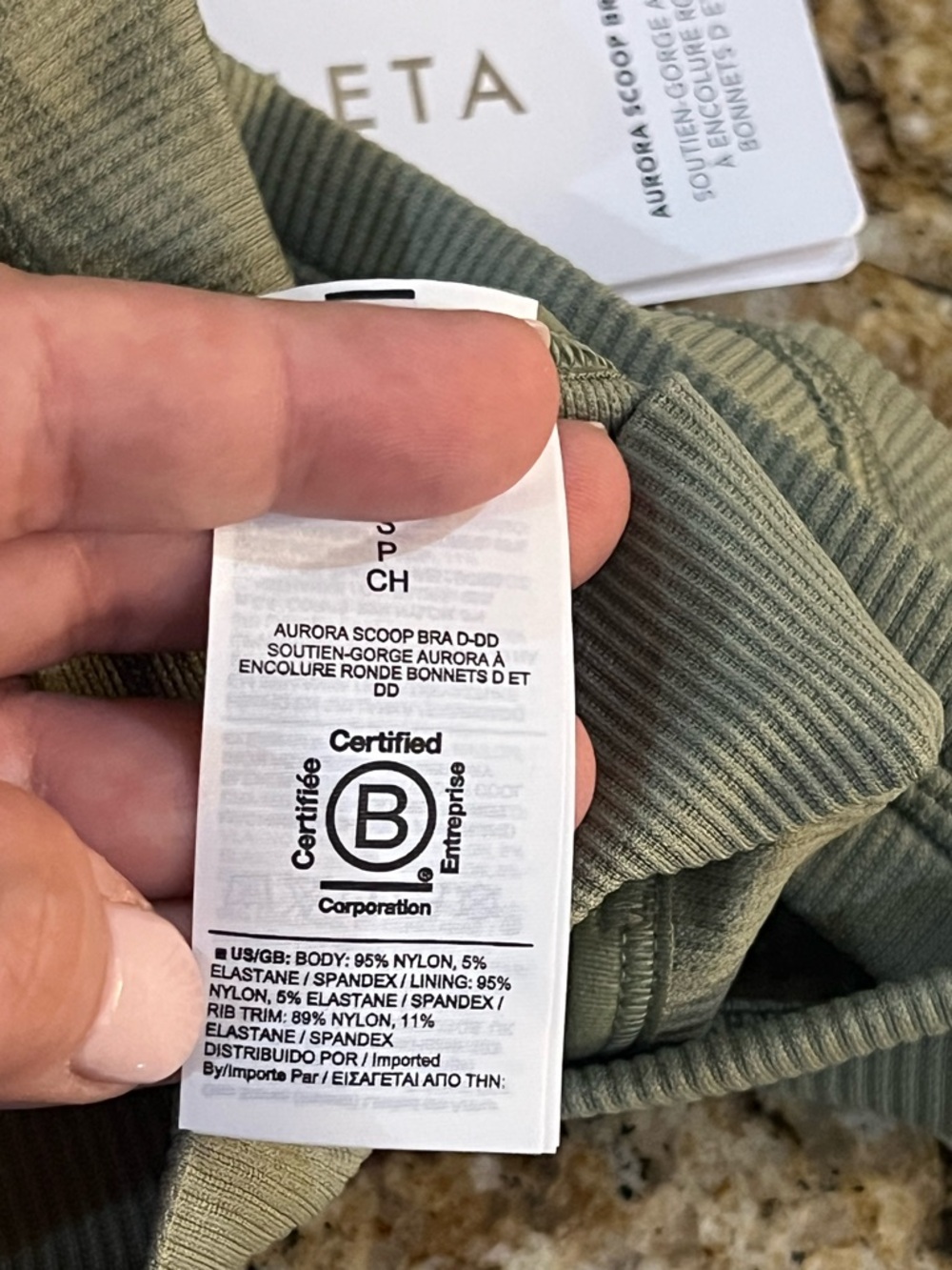 New - Athleta Ribbed Aurora Scoop D-DD Sports Bra in Olive Green | Mult Sizes - Picture 7 of 9